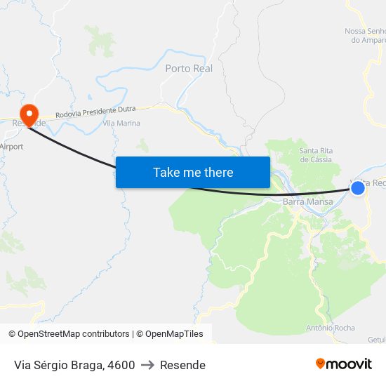 Via Sérgio Braga, 4600 to Resende map