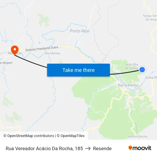 Rua Vereador Acácio Da Rocha, 185 to Resende map