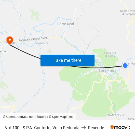 Vrd-100 - S.P.A. Conforto, Volta Redonda to Resende map