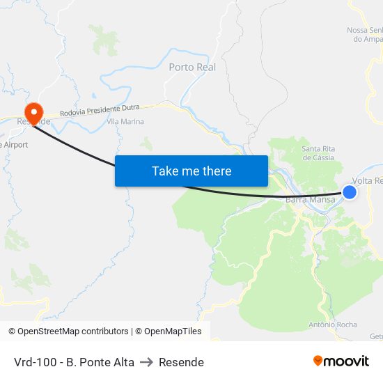 Vrd-100 - B. Ponte Alta to Resende map