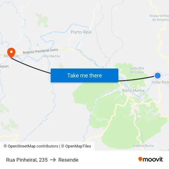Rua Pinheiral, 235 to Resende map