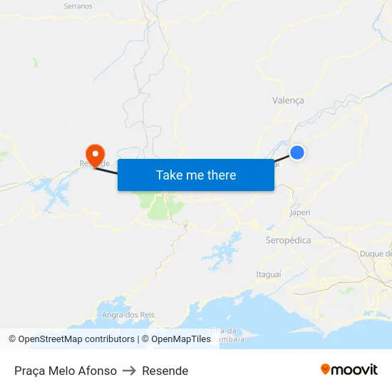 Praça Melo Afonso to Resende map