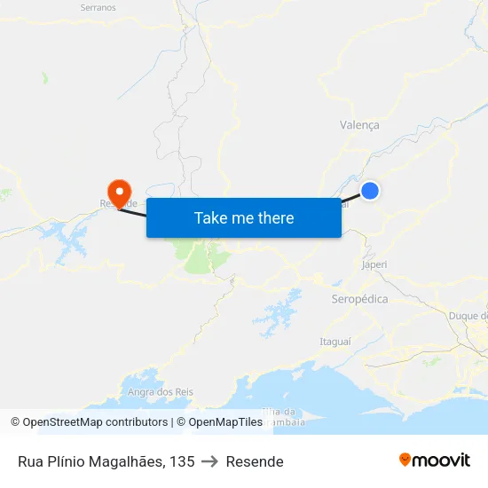 Rua Plínio Magalhães, 135 to Resende map