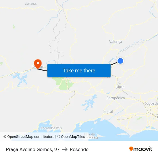 Praça Avelino Gomes, 97 to Resende map