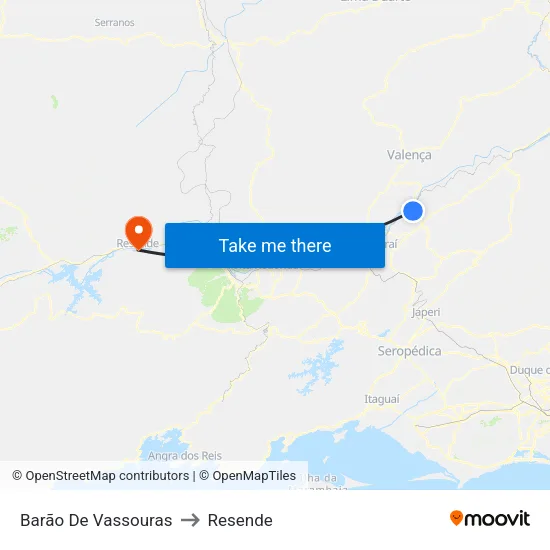Barão De Vassouras to Resende map