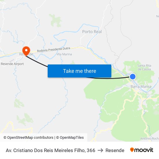 Av. Cristiano Dos Reis Meireles Filho, 366 to Resende map