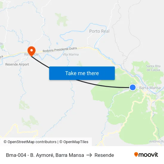 Bma-004 - B. Aymoré, Barra Mansa to Resende map