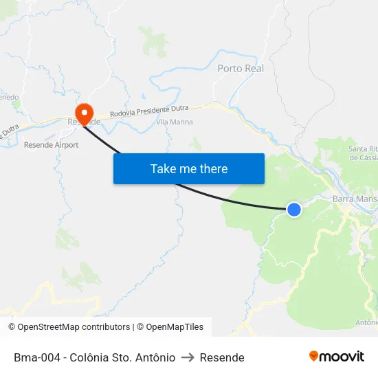 Bma-004 - Colônia Sto. Antônio, Barra Mansa to Resende map