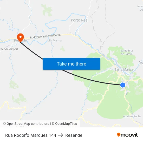 Rua Rodolfo Marquês 144 to Resende map