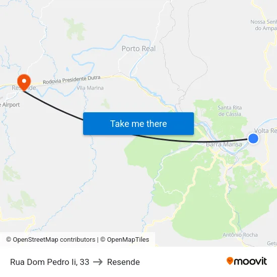 Rua Dom Pedro Ii, 33 to Resende map