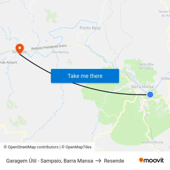 Garagem Útil - Sampaio, Barra Mansa to Resende map