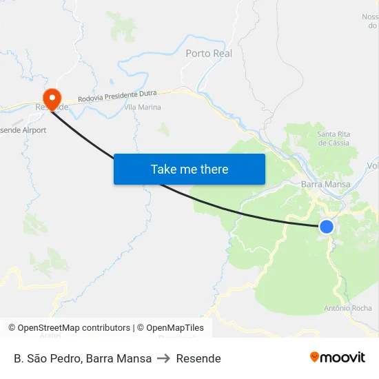 B. São Pedro, Barra Mansa to Resende map