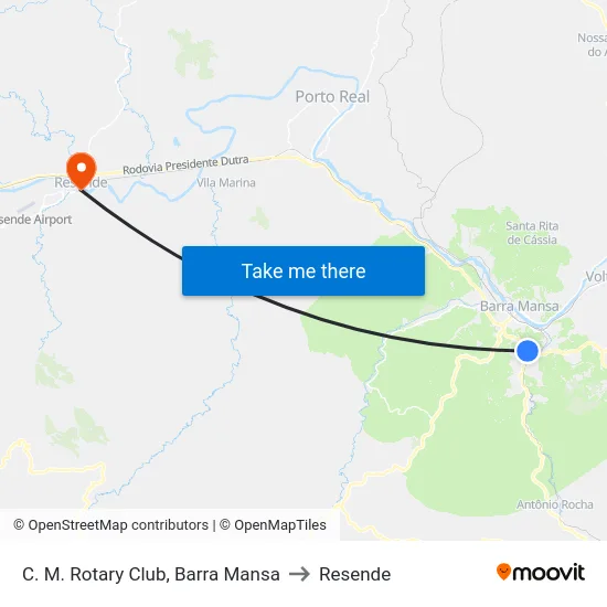 C. M. Rotary Club, Barra Mansa to Resende map