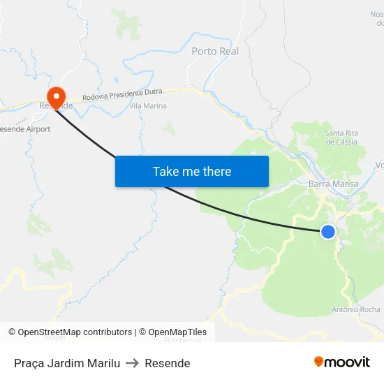 Praça Jardim Marilu, Barra Mansa to Resende map
