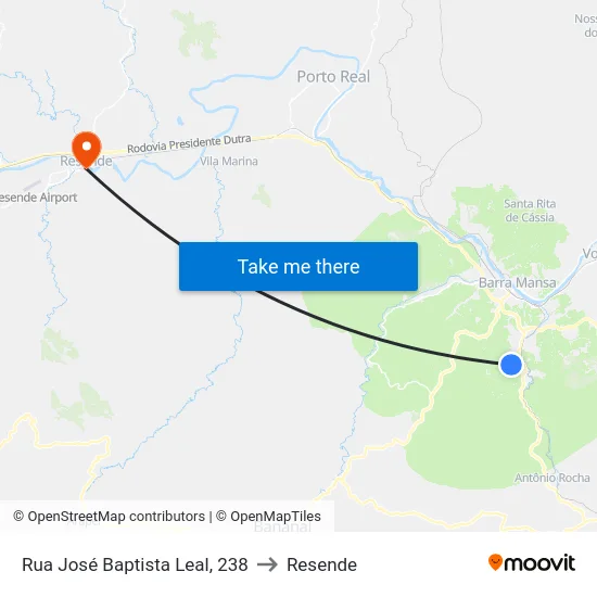 Rua José Baptista Leal, 238 to Resende map