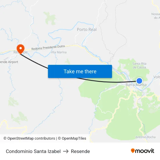 Condomínio Santa Izabel, Barra Mansa to Resende map