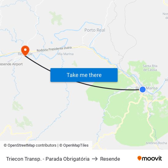 Triecon Transp. - Parada Obrigatória to Resende map