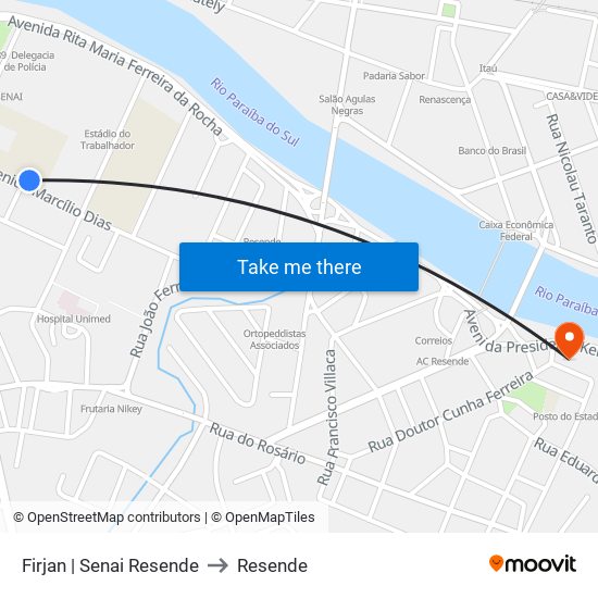 Firjan | Senai Resende to Resende map