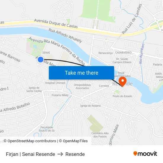 Firjan | Senai Resende to Resende map