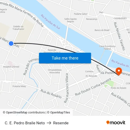 C. E. Pedro Braile Neto, Resende to Resende map