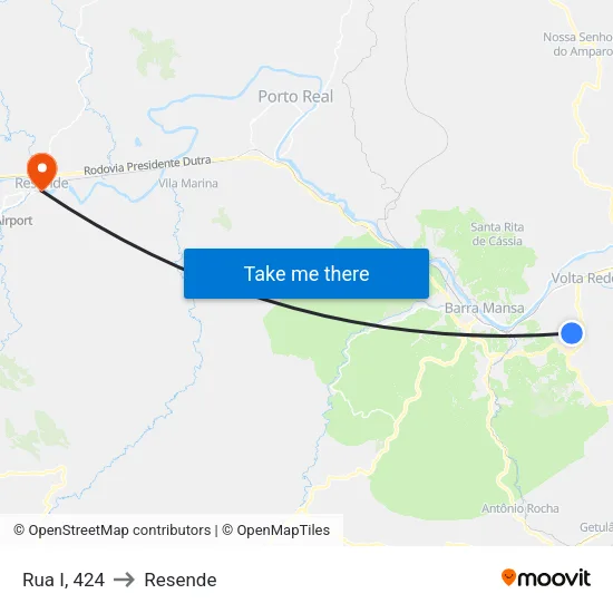 Rua I, 424 to Resende map
