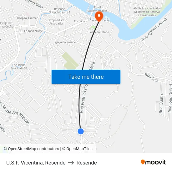 U.S.F. Vicentina, Resende to Resende map
