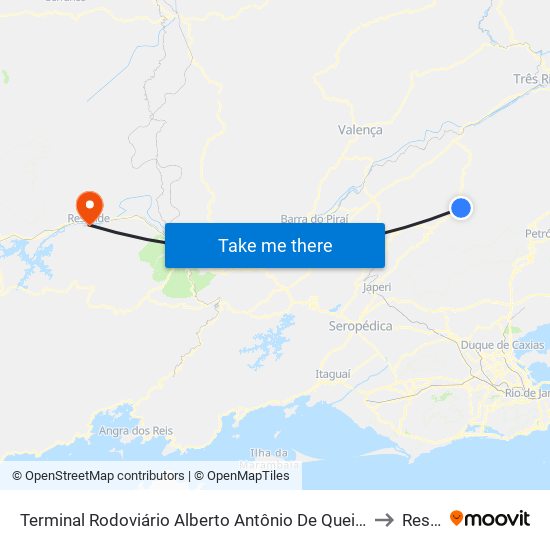 Terminal Rodoviário Alberto Antônio De Queiroz (Centro De Paty Do Alferes) to Resende map