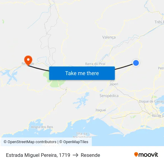 Estrada Miguel Pereira, 1719 to Resende map