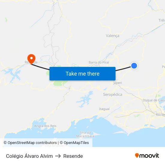 Colégio Álvaro Alvim to Resende map