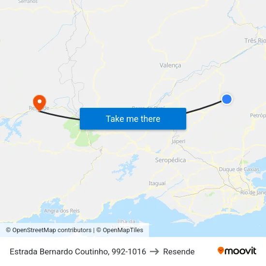 Estrada Bernardo Coutinho, 992-1016 to Resende map