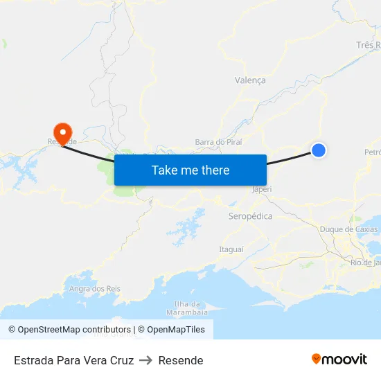 Estrada Para Vera Cruz to Resende map