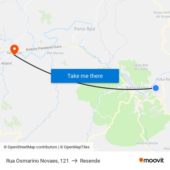 Rua Osmarino Novaes, 121 to Resende map