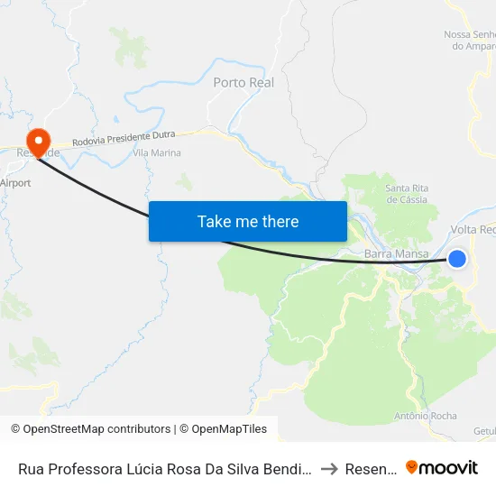 Rua Professora Lúcia Rosa Da Silva Bendia, 874 to Resende map