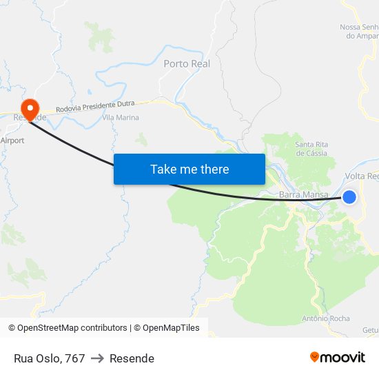 Rua Oslo, 767 to Resende map