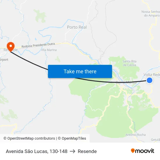 Avenida São Lucas, 130-148 to Resende map