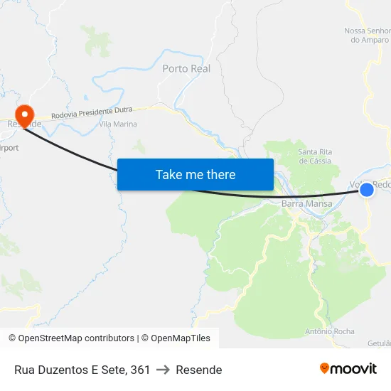 Rua Duzentos E Sete, 361 to Resende map