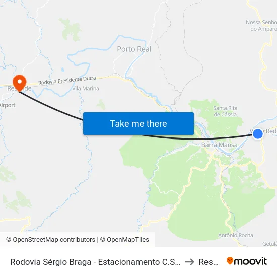 Rodovia Sérgio Braga - Estacionamento C.S.N., Volta Redonda to Resende map