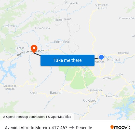 Avenida Alfredo Moreira, 417-467 to Resende map