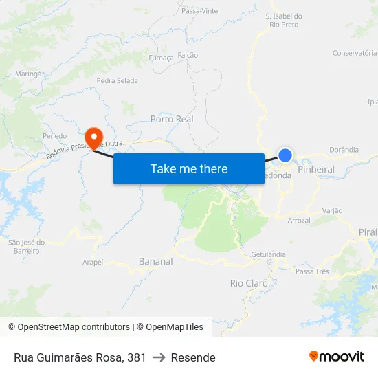Rua Guimarães Rosa, 381 to Resende map