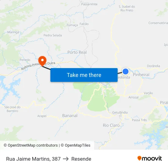 Rua Jaime Martins, 387 to Resende map