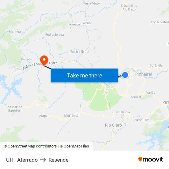 Uff - Aterrado to Resende map