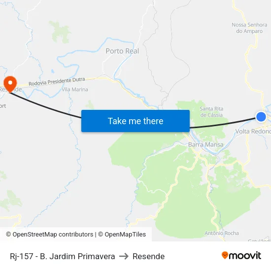 Rj-157 - B. Jardim Primavera, Volta Redonda to Resende map