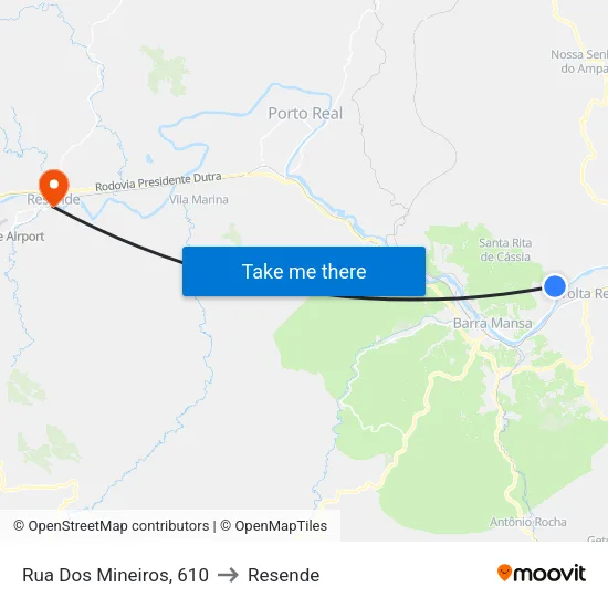 Ginásio Padre Josimo, Volta Redonda to Resende map