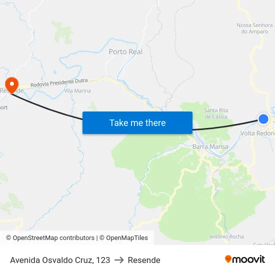 Avenida Osvaldo Cruz, 123 to Resende map