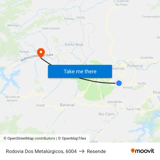Rodovia Dos Metalúrgicos, 6004 to Resende map