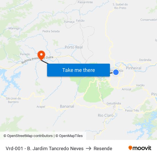 Vrd-001 - B. Jardim Tancredo Neves to Resende map