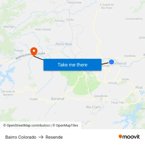 Bairro Colorado, Volta Redonda to Resende map