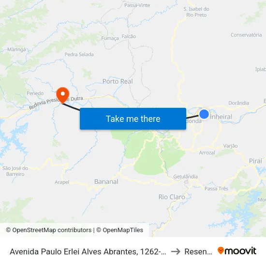 Avenida Paulo Erlei Alves Abrantes, 1262-1410 to Resende map