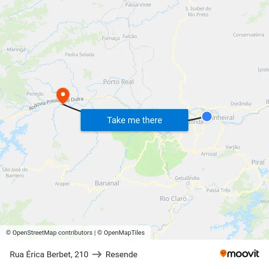 Rua Érica Berbet, 210 to Resende map