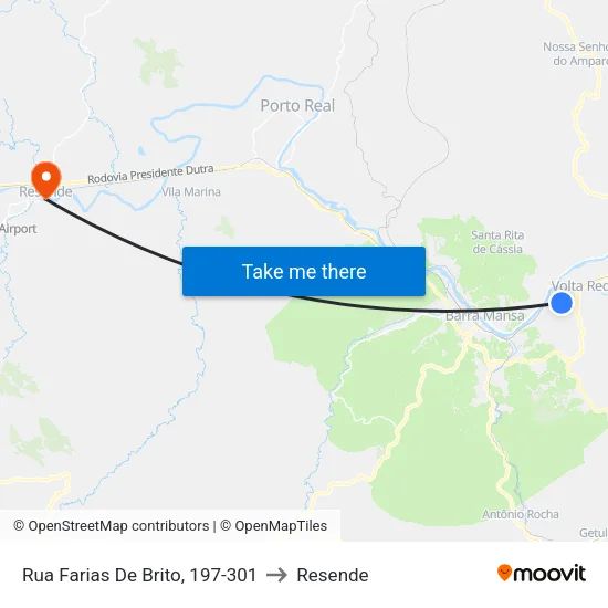 Rua Farias De Brito, 197-301 to Resende map